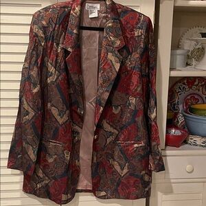 Worthington Red and Blue Patterned Blazer